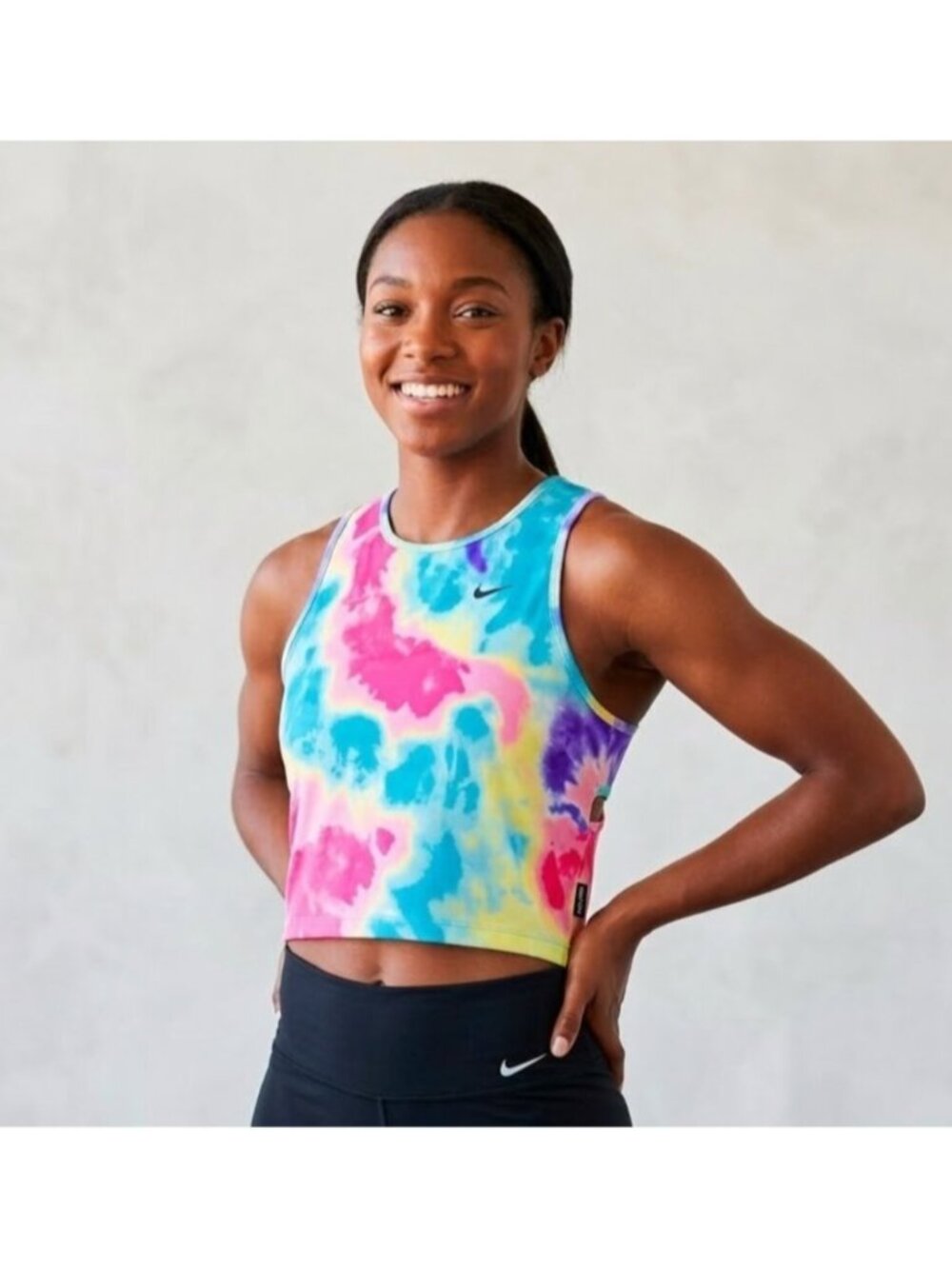 Nike Dri Fit Fast Tie Dye Cropped Training Tank Top Size XL Rainbow New Tags